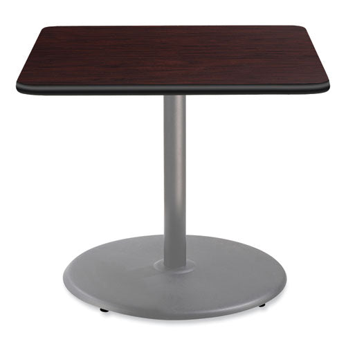 NPS CG33636RD1MY Cafe Table, 36w x 36d x 30h, Square Top/Round Base, Mahogany Top, Gray Base