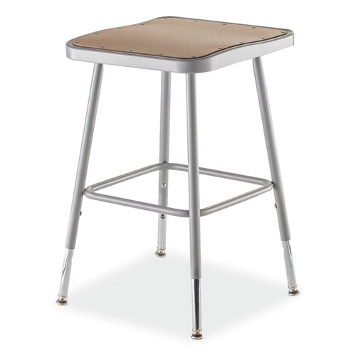 NPS 6318H 6300 Series Height Adjustable HD Square Seat Stool, Backless, Supports Up to 500 lb, 18" to 26" Seat Height, Brown/Gray