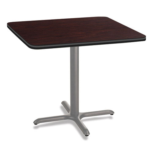 NPS CG33636XD1MY Cafe Table, 36w x 36d x 30h, Square Top/X-Base, Mahogany Top, Gray Base