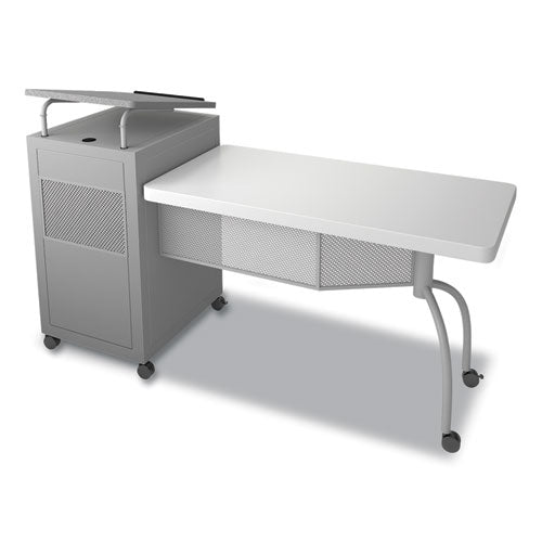Oklahoma Sound EDPD Edupod Teacher's Desk and Lectern Combo, 24" x 68" x 45", Gray Hammer Tone
