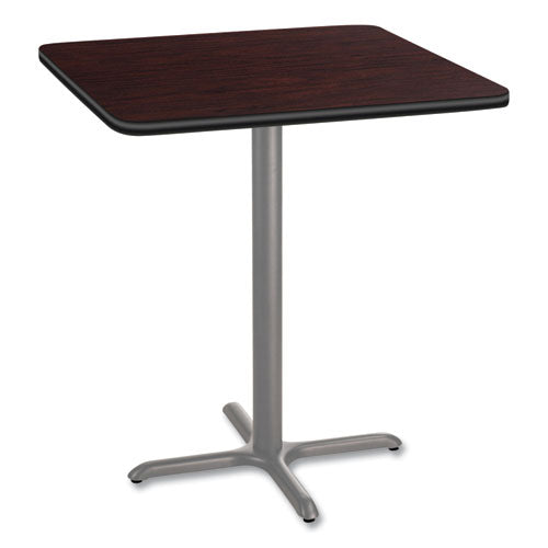 NPS CG33636XB1MY Cafe Table, 36w x 36d x 42h, Square Top/X-Base, Mahogany Top, Gray Base