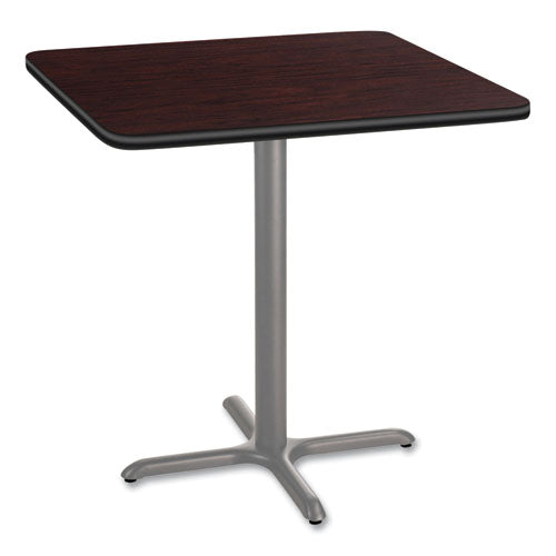 NPS CG33636XC1MY Cafe Table, 36w x 36d x 36h, Square Top/X-Base, Mahogany Top, Gray Base