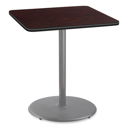 NPS CG33636RB1MY Cafe Table, 36w x 36d x 42h, Square Top/Round Base, Mahogany Top, Gray Base
