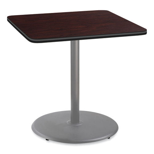 NPS CG33636RC1MY Cafe Table, 36w x 36d x 36h, Square Top/Round Base, Mahogany Top, Gray Base