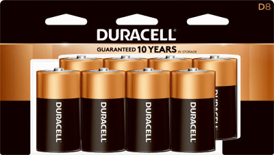 Duracell Alkaline Batteries, D, 8/Pack