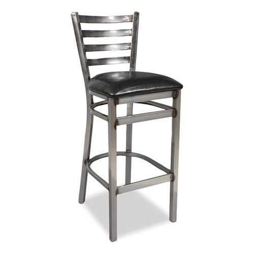 JMC Furniture JMCWHBSCLR White Horse Series Barstools, Supports Up to 300 lb, 29.5" Seat Height, Black Seat, Industrial Clear-Coat Steel Back/Frame