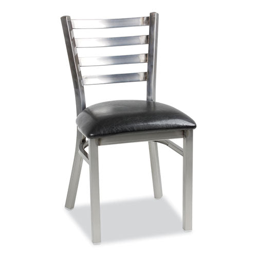 JMC Furniture JMCWHCCLR White Horse Series Side Chairs, Supports Up to 300 lb, 18" Seat Height, Black Seat, Industrial Clear-Coat Steel Back/Frame