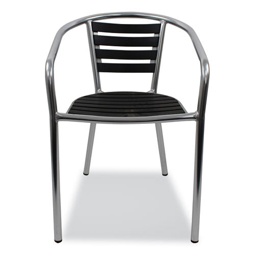 JMC Furniture JMCPINACBLK Pinzon Series Chairs, Support Up to 300 lb, 18" Seat Height, Black/Silver Seat, Black/Silver Back, Silver Base
