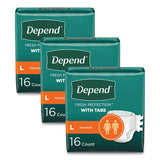 Depend 35458 Incontinence Protection with Tabs, 35" to 49" Waist, 16/Pack, 3 Packs/Carton 2