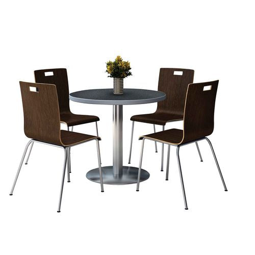 KFI Studios 810389025002 Pedestal Table with Four Espresso Jive Series Chairs, Round, 36" Dia x 29h, Graphite Nebula