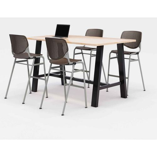 KFI Studios 840031900807 Midtown Bistro Dining Table with Four Brownstone Kool Barstools, 36 x 72 x 41, Kensington Maple