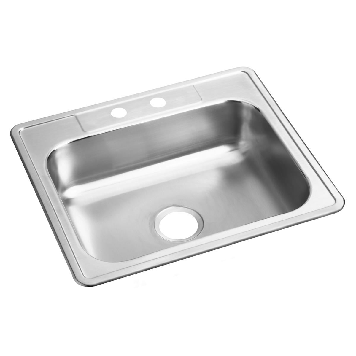 Dayton D125222 Dayton Stainless Steel 25" x 22" x 6-9/16", 2-Hole Single Bowl Drop-in Sink