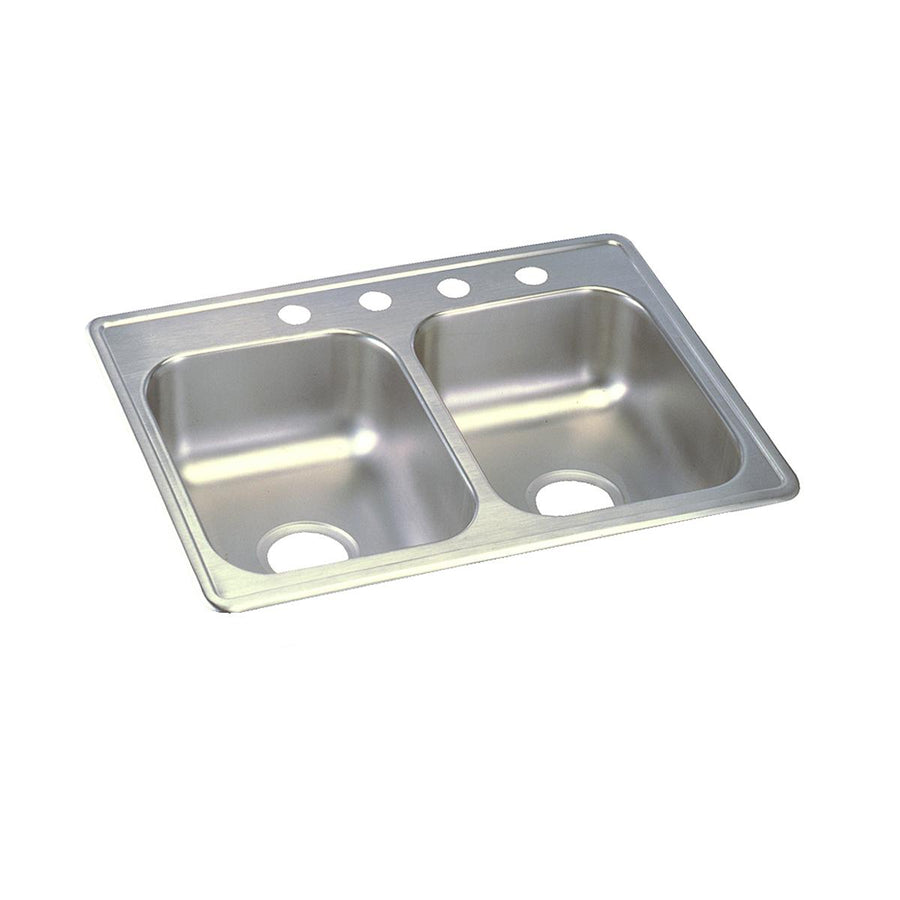 Dayton D225194 Dayton Stainless Steel 25" x 19" x 6-5/16", 4-Hole Equal Double Bowl Drop-in Sink