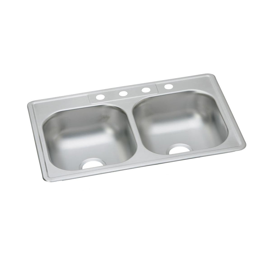 Dayton DDW10233221 Dayton Stainless Steel 33" x 22" x 7-1/16", 1-Hole Equal Double Bowl Drop-in Sink (10 Pack)