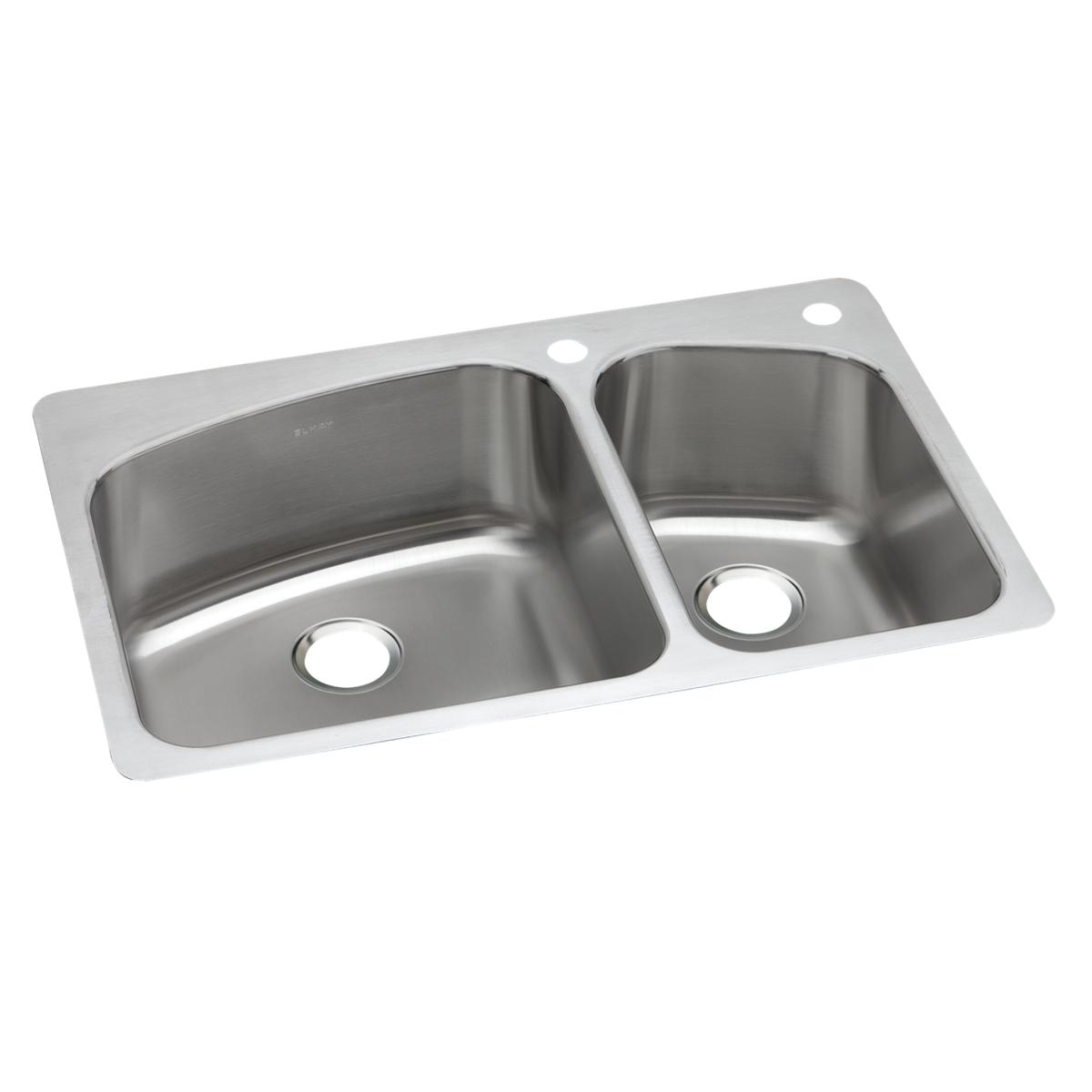 Dayton DPXSR2250R1 Dayton Stainless Steel 33" x 22" x 8", 1-Hole 60/40 Double Bowl Dual Mount Sink