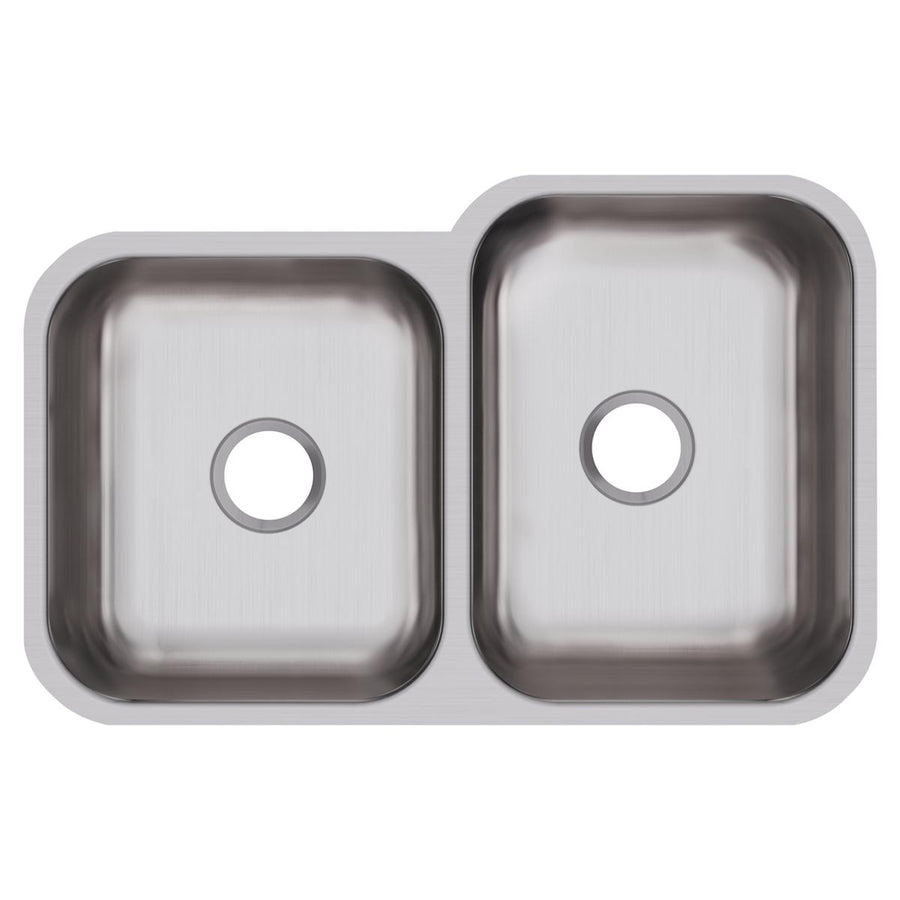 Elkay DXUH312010L Stainless Steel 31-3/4" x 20-1/2" x 10" 40/60 Double Bowl Undermount Sink, Straight Sidewalls