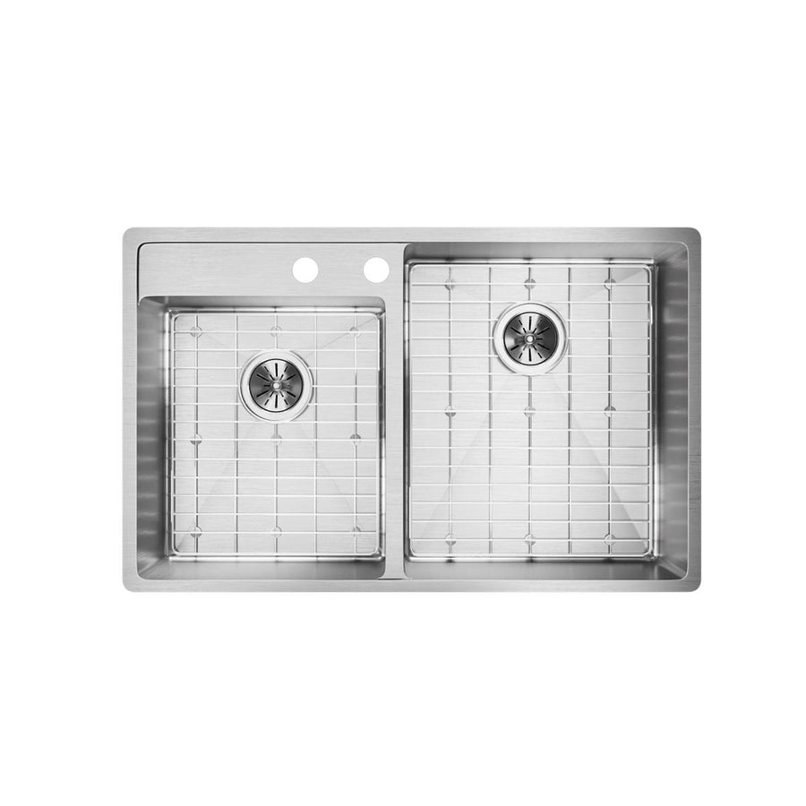 Elkay Residential ECTRUD31199LDBG2 Elkay Crosstown 18 Gauge Stainless Steel 32-1/2" x 20-1/2" x 9" 40/60 2-Hole Double Bowl Undermount Sink Kit with Left Water Deck
