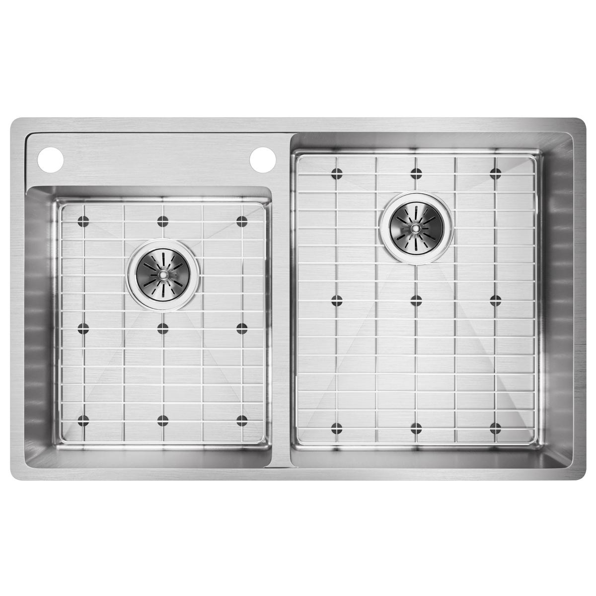 Elkay Residential ECTRUD31199LDBGS2 Elkay Crosstown 18 Gauge Stainless Steel Undermount Sink Kit - 32-1/2" x 20-1/2" x 9", 40/60 Double Bowl, S2-Hole with Water Deck