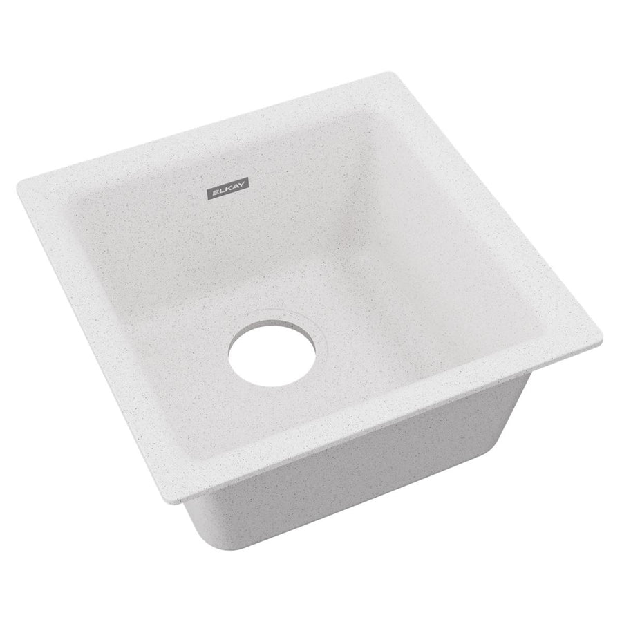 Elkay ELG1616WH0 Elkay Quartz Classic 15-3/4" x 15-3/4" x 7-11/16", Single Bowl Dual Mount Bar Sink, White