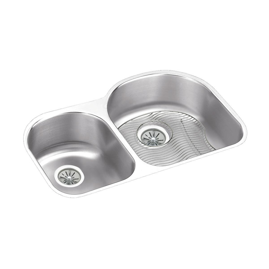 Elkay ELUH311910LDBG Elkay Lustertone Classic Stainless Steel 31-1/4" x 20" x 10", Offset 40/60 Double Bowl Undermount Sink Kit
