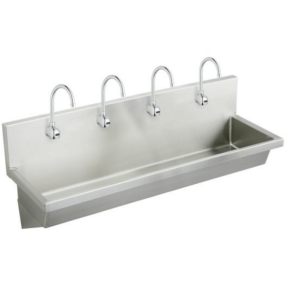 Elkay EWMA9620SACMC Stainless Steel 96" x 20" x 8", Wall Hung Multiple Station Hand Wash Sink Kit