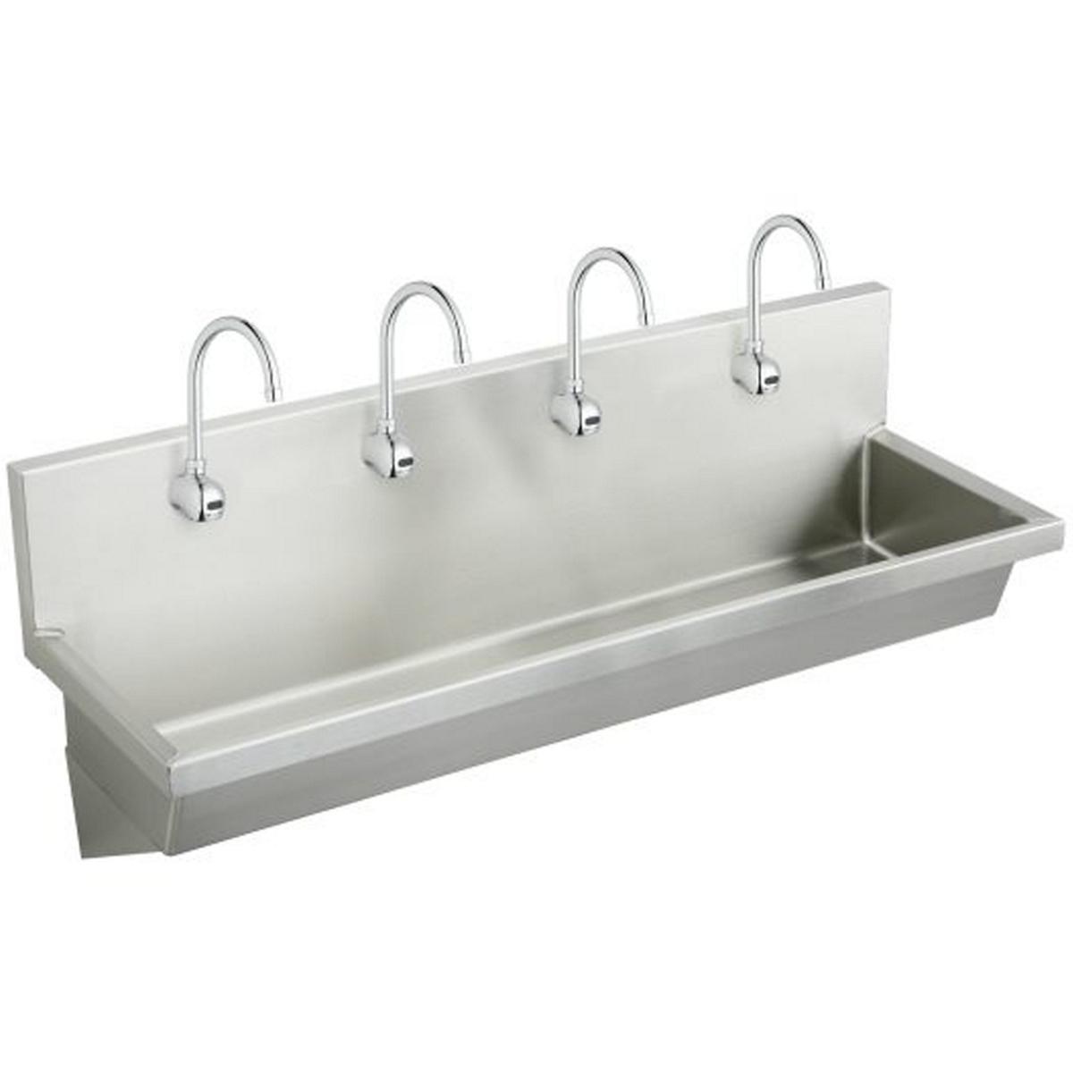 Elkay EWMA9620SACTMC Stainless Steel 96" x 20" x 8", Wall Hung Multiple Station Hand Wash Sink Kit