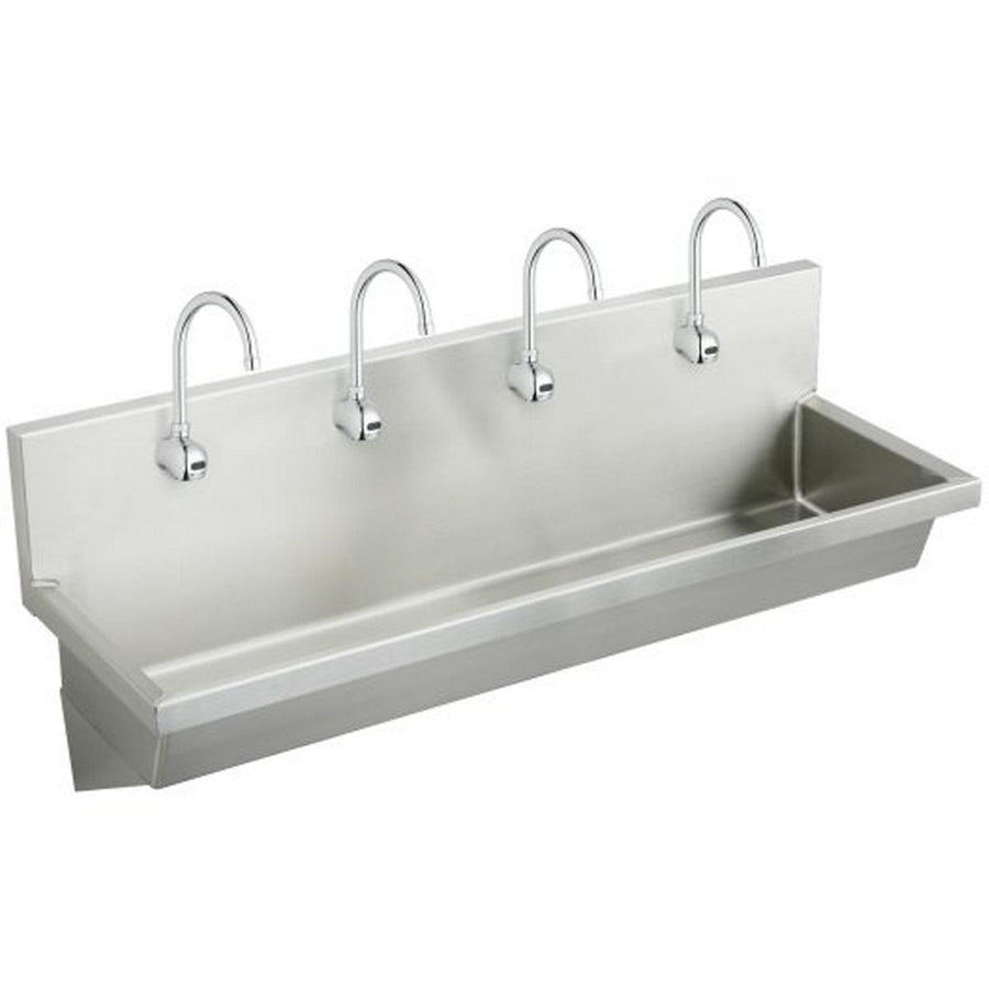 Elkay EWMA9620SACTMC Stainless Steel 96" x 20" x 8", Wall Hung Multiple Station Hand Wash Sink Kit