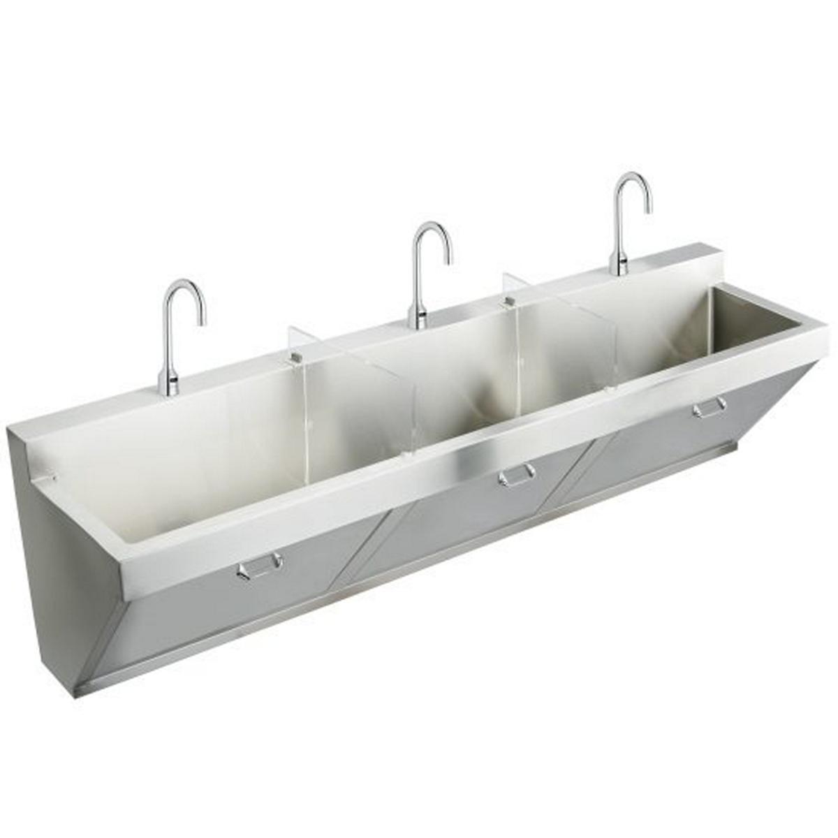 Elkay EWSF39026SACC Stainless Steel 90" x 23" x 26", Wall Hung Triple Station Surgeon Scrub Sink Kit