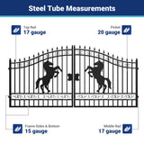 14x8 ft Steel Dual Swing Driveway Gate with Horse Pattern