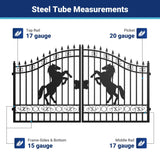12x8 ft Dual Swing Driveway Steel Gate