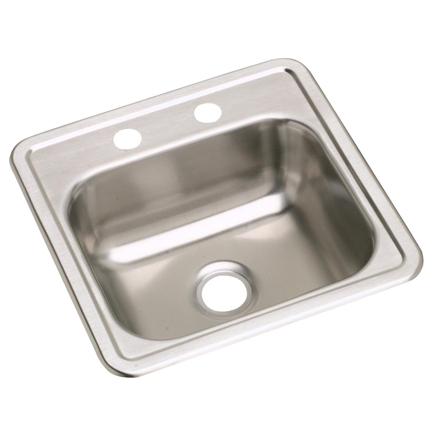 Kingsford KW50115152 Stainless Steel 15" x 15" x 5-3/16", 2-Hole Single Bowl Drop-in Bar Sink with 2" Drain Opening (50 Pack)