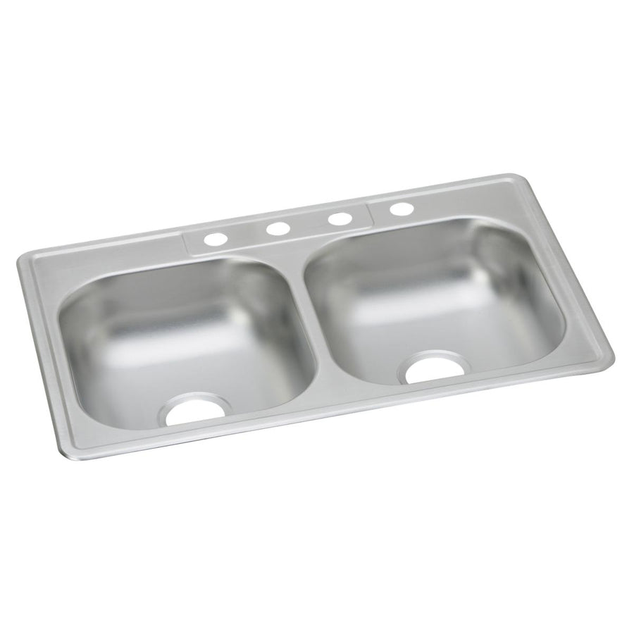 Kingsford KW50233221 Dayton Stainless Steel 33" x 22" x 6-1/16", 1-Hole Equal Double Bowl Drop-in Sink (50 Pack)