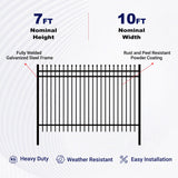 10x7 ft Steel Fence with 3 Rails, 30 Panels