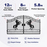 12x8 ft Dual Swing Driveway Steel Gate