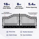 18x8 ft Steel Dual Swing Driveway Gate