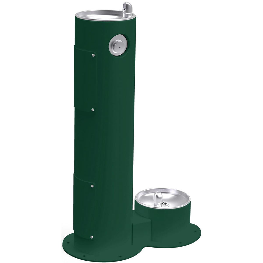 Elkay Commercial LK4400DBFRKEVG Elkay Outdoor Fountain Pedestal with Pet Station, Non-Filtered, Non-Refrigerated, Freeze Resistant, Evergreen