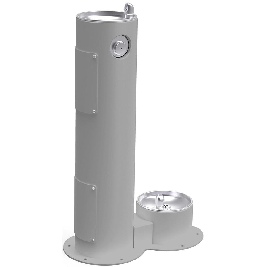 Elkay Commercial LK4400DBFRKGRY Elkay Outdoor Fountain Pedestal with Pet Station, Non-Filtered, Non-Refrigerated, Freeze Resistant, Gray