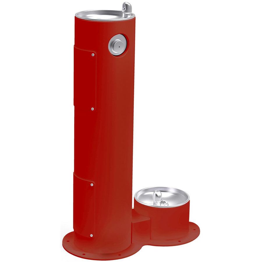 Elkay Commercial LK4400DBFRKRED Elkay Outdoor Fountain Pedestal with Pet Station, Non-Filtered, Non-Refrigerated, Freeze Resistant, Red