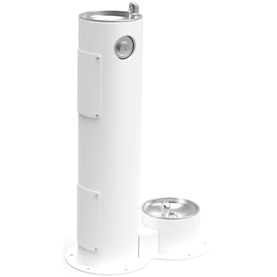 Elkay LK4400DBFRKWHT Elkay Outdoor Fountain Pedestal with Pet Station, Non-Filtered, Freeze Resistant, White