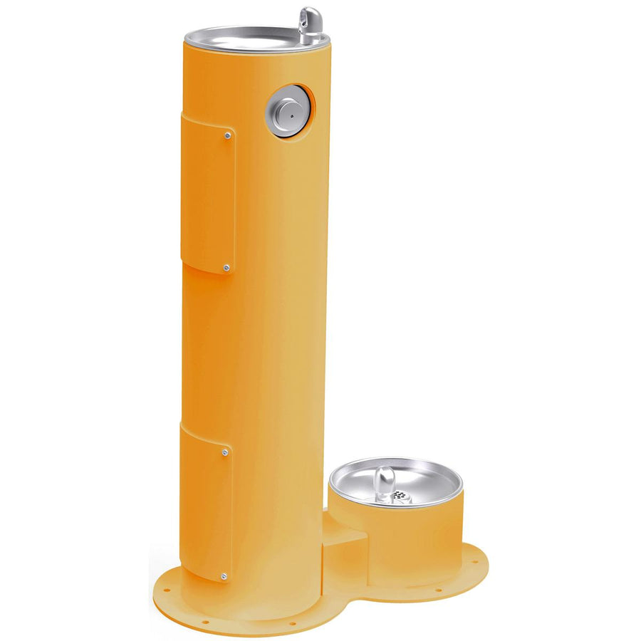 Elkay LK4400DBFRKYLW Elkay Yellow Outdoor Fountain Pedestal with Pet Station, Non-Filtered, Non-Refrigerated, Freeze Resistant