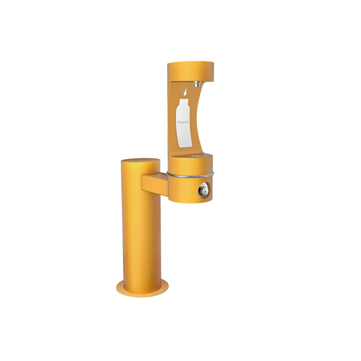 Elkay Commercial LK4410BFFRKYLW Elkay Outdoor ezH2O Bottle Filling Station, Single Pedestal, Freeze Resistant, Non-Filtered, Yellow