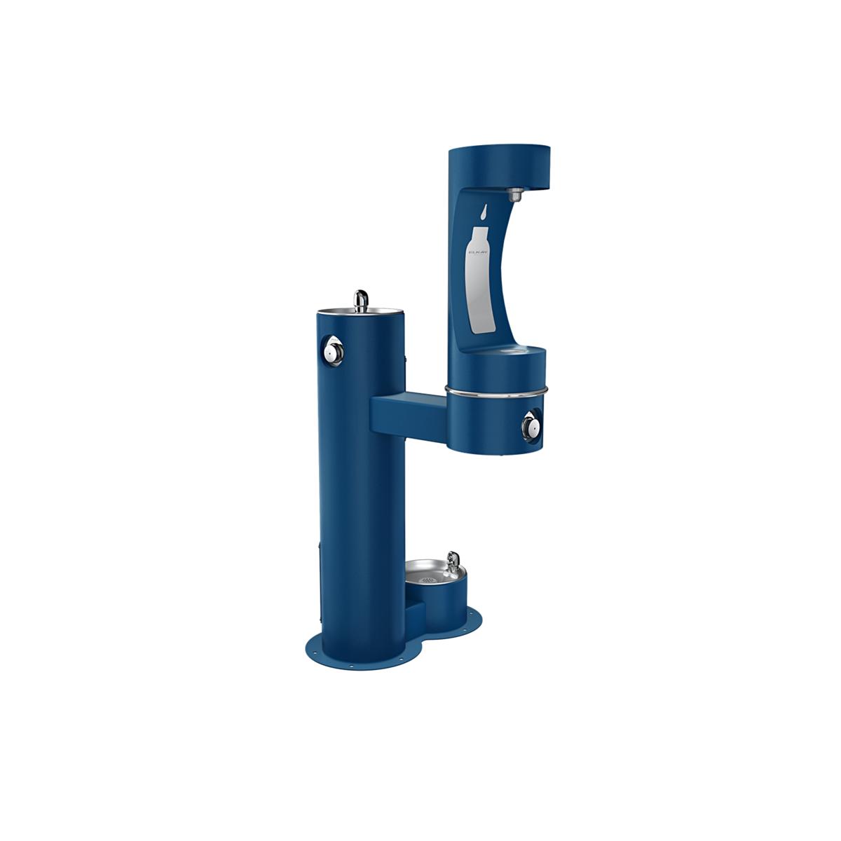 Elkay LK4420BF1LDBFRKBLU Elkay Outdoor ezH2O Bi-Level Bottle Filling Station with Pet Station - Non-Filtered, Freeze Resistant, Blue