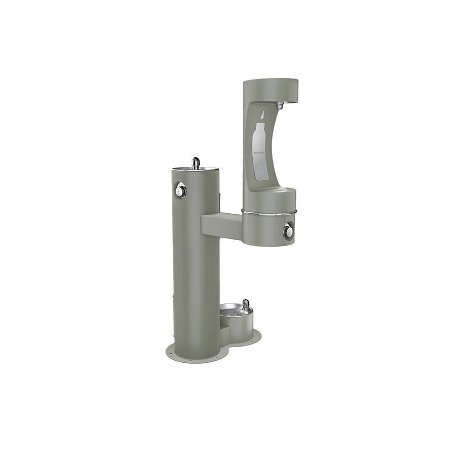 Elkay Commercial LK4420BF1LDBFRKGRY Elkay Outdoor ezH2O Lower Bottle Filling Station Bi-Level Pedestal with Pet Station - Non-Filtered, Freeze Resistant, Gray