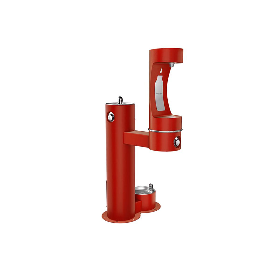 Elkay Commercial LK4420BF1LDBFRKRED Elkay Outdoor ezH2O Lower Bottle Filling Station Bi-Level Pedestal with Pet Station - Non-Filtered, Freeze Resistant, Red