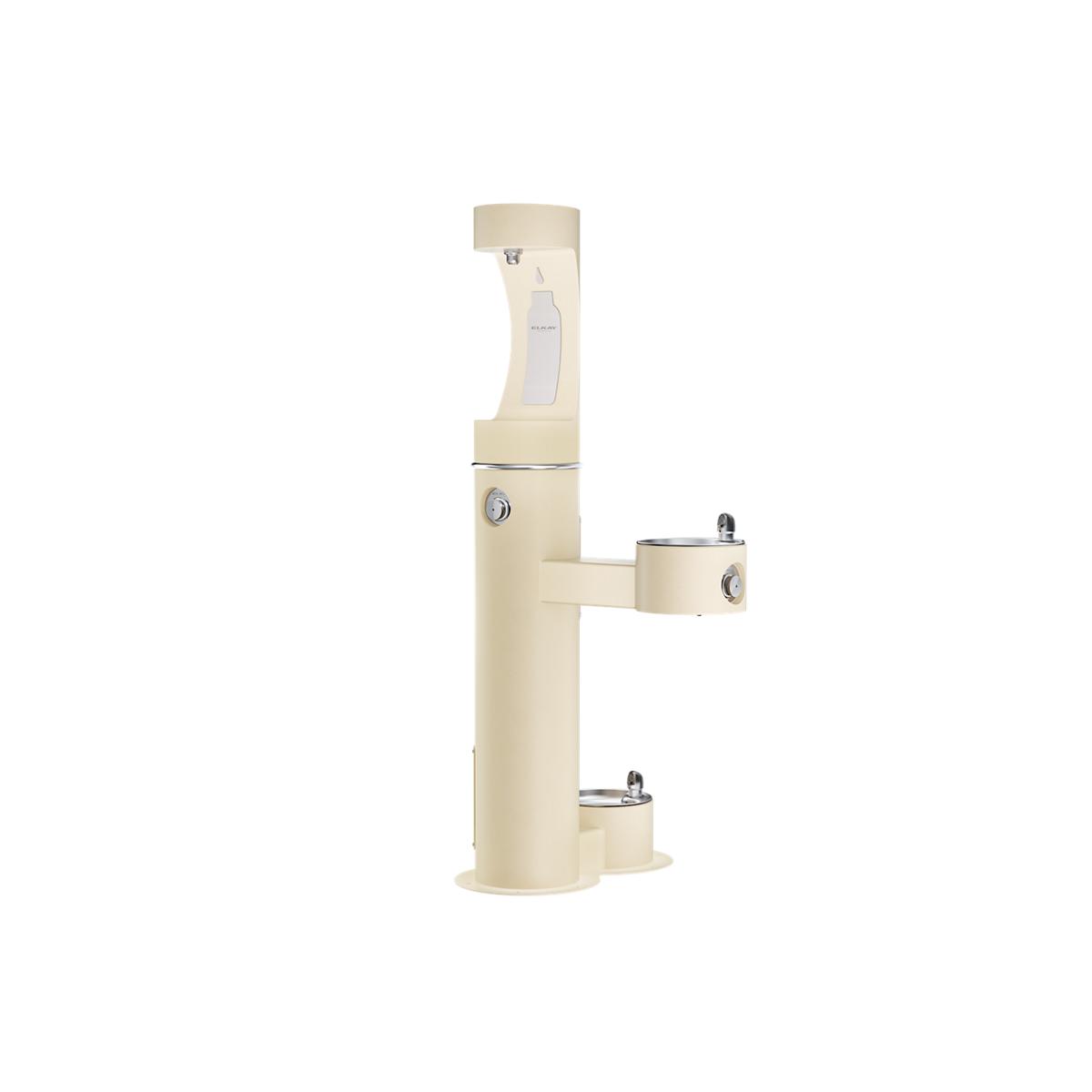 Elkay Commercial LK4420BF1UDBFRKBGE Elkay Outdoor ezH2O Upper Bottle Filling Station, Bi-Level Pedestal with Pet Station, Non-Filter, Non-Refrigerated, Freeze Resistant, Beige