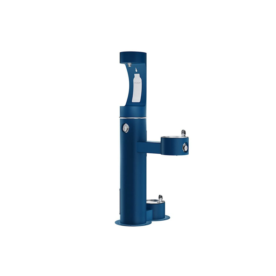 Elkay Commercial LK4420BF1UDBFRKBLU Elkay Outdoor ezH2O Upper Bottle Filling Station Bi-Level Pedestal with Pet Station, Non-Filtered, Freeze Resistant, Blue