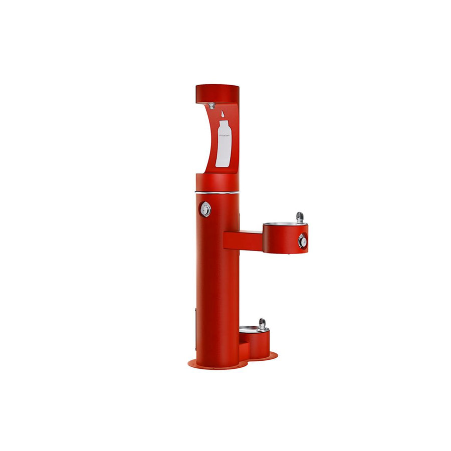 Elkay Commercial LK4420BF1UDBFRKRED Elkay Outdoor ezH2O Bi-Level Bottle Filling Station with Pet Station - Freeze Resistant, Red