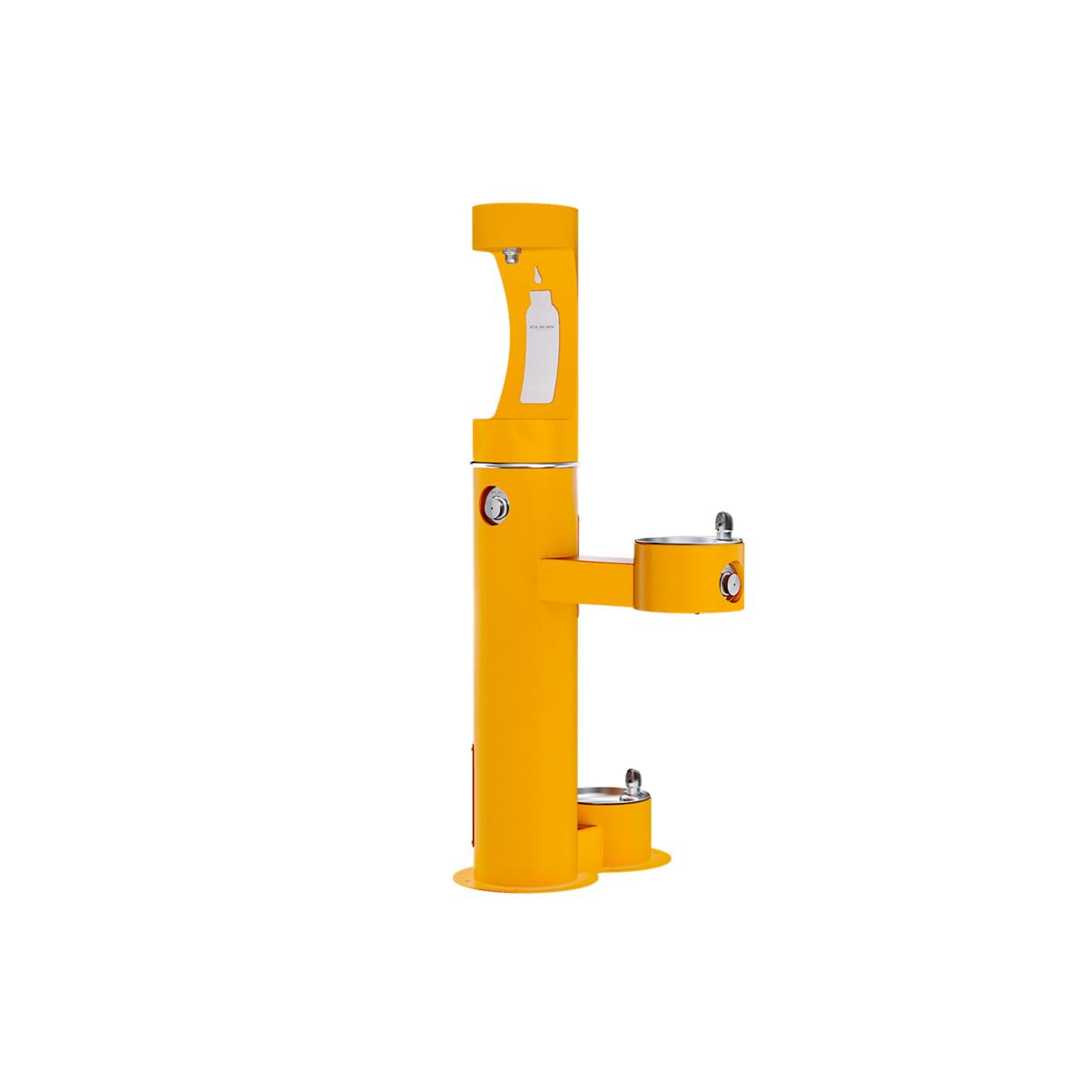 Elkay LK4420BF1UDBFRKYLW Elkay Outdoor ezH2O Upper Bottle Filling Station, Bi-Level Pedestal with Pet Station, Non-Filter, Non-Refrigerated, Freeze Resistant, Yellow