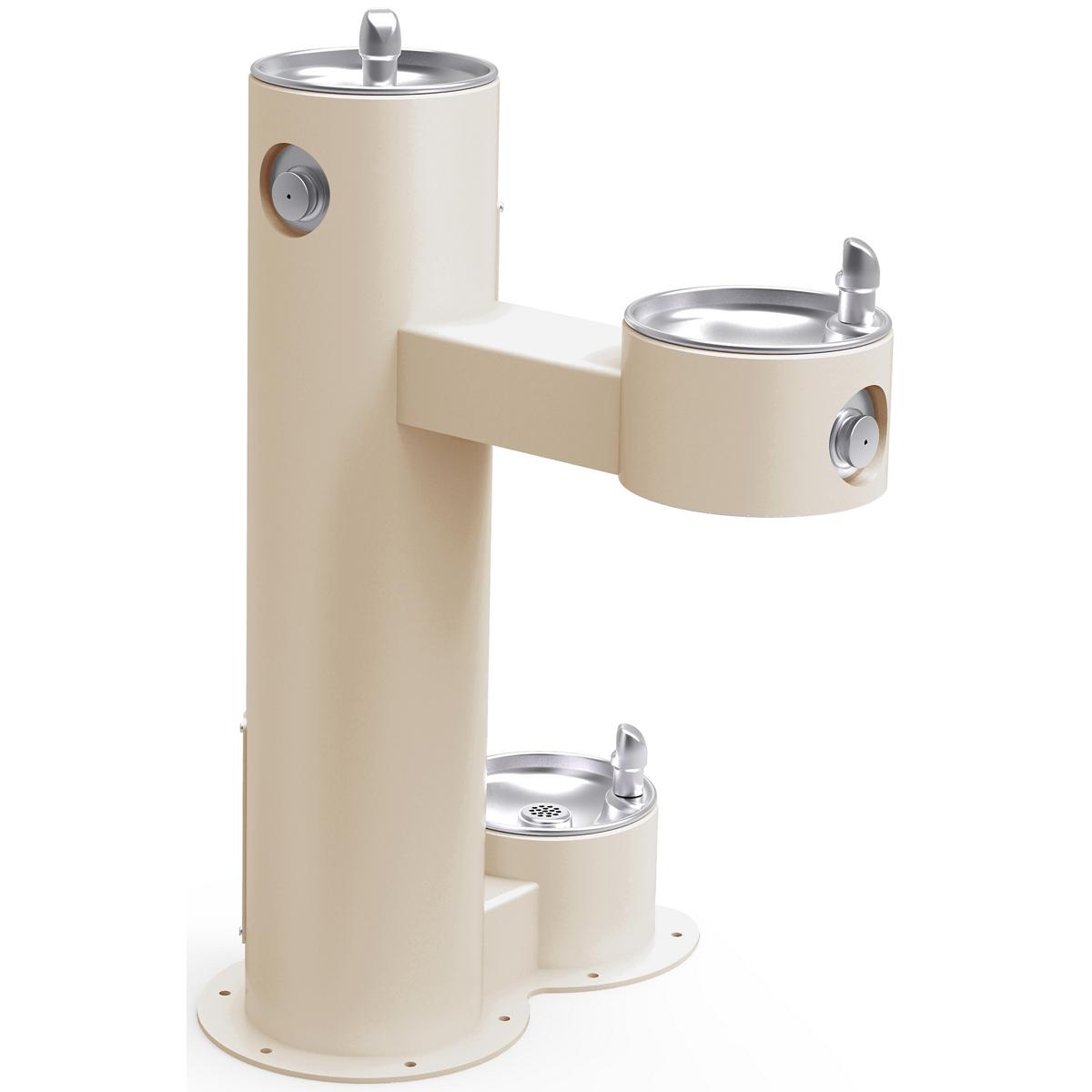 Elkay LK4420DBFRKBGE Elkay Outdoor Fountain Bi-Level Pedestal with Pet Station, Non-Filtered Non-Refrigerated, Freeze Resistant, Beige