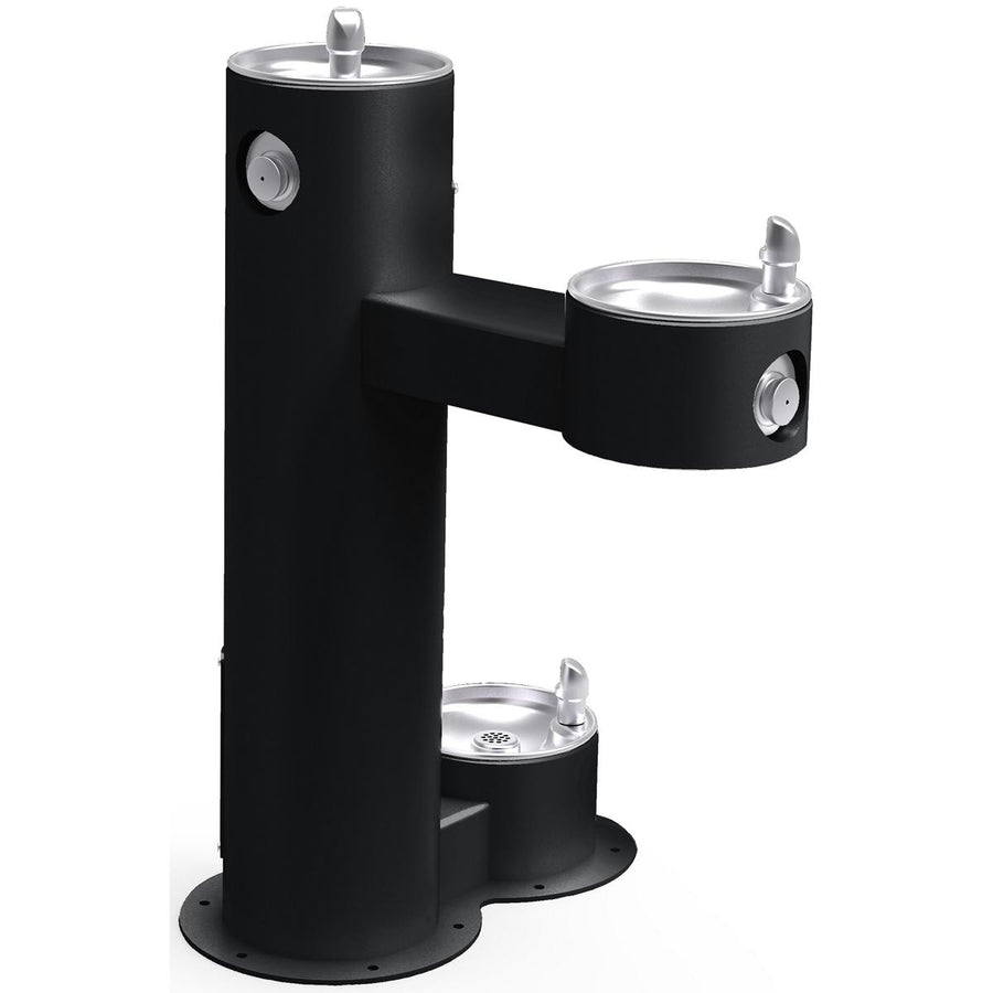 Elkay Commercial LK4420DBFRKBLK Elkay Outdoor Fountain Bi-Level Pedestal with Pet Station, Non-Filtered, Non-Refrigerated, Freeze Resistant, Black